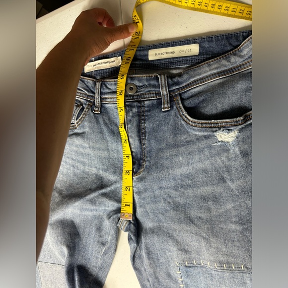 Anthropologie Pilcro mid patchwork slim boyfriend jeans size 27 - Picture 8 of 12